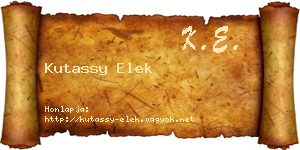 Kutassy Elek névjegykártya